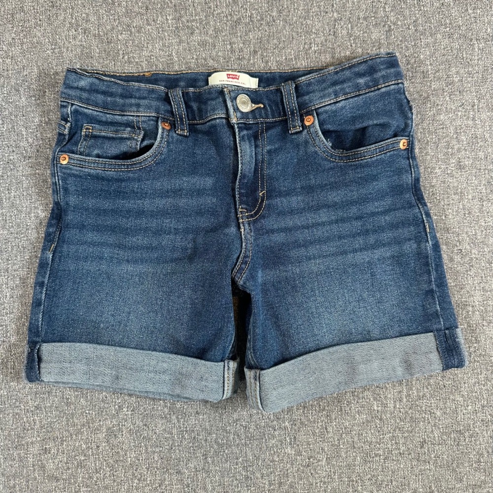 Levi's Shorts Girls 10 Cuffed Denim Dark Blue Stretch EXCELLENT